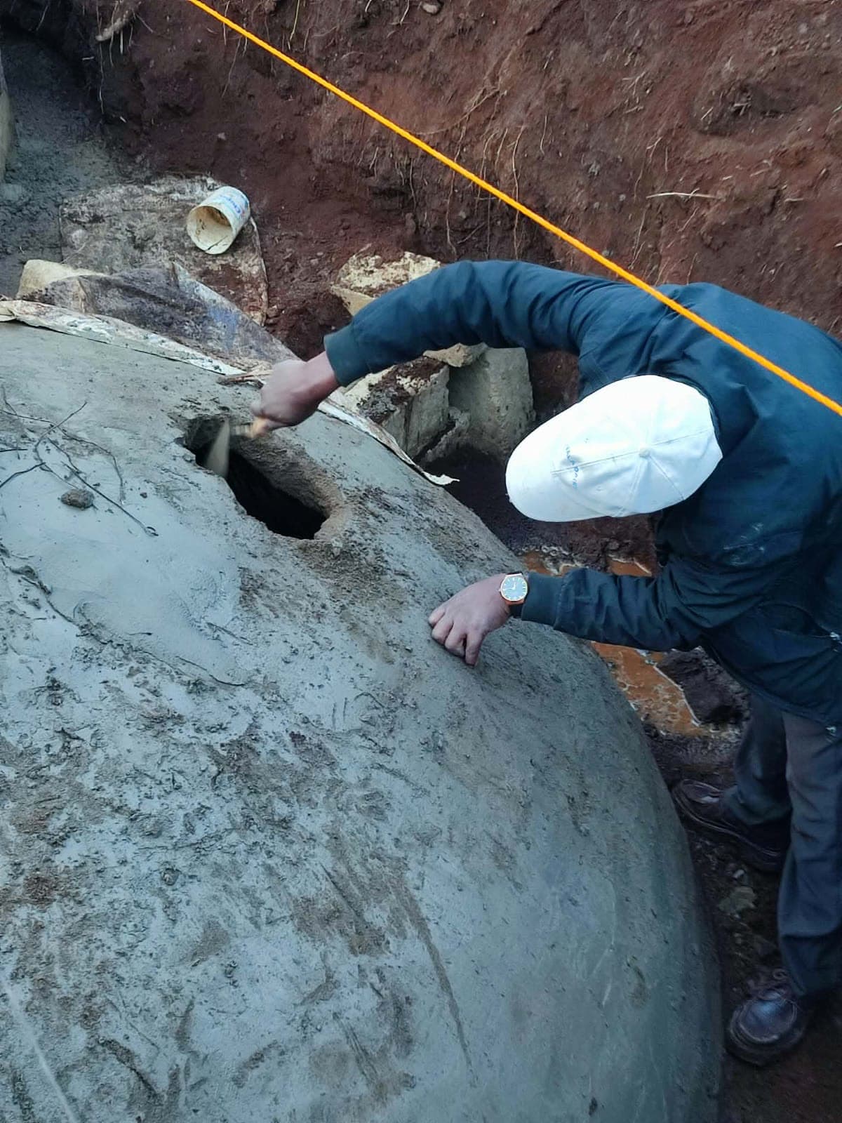 Fitting the inspection hatch into the dome